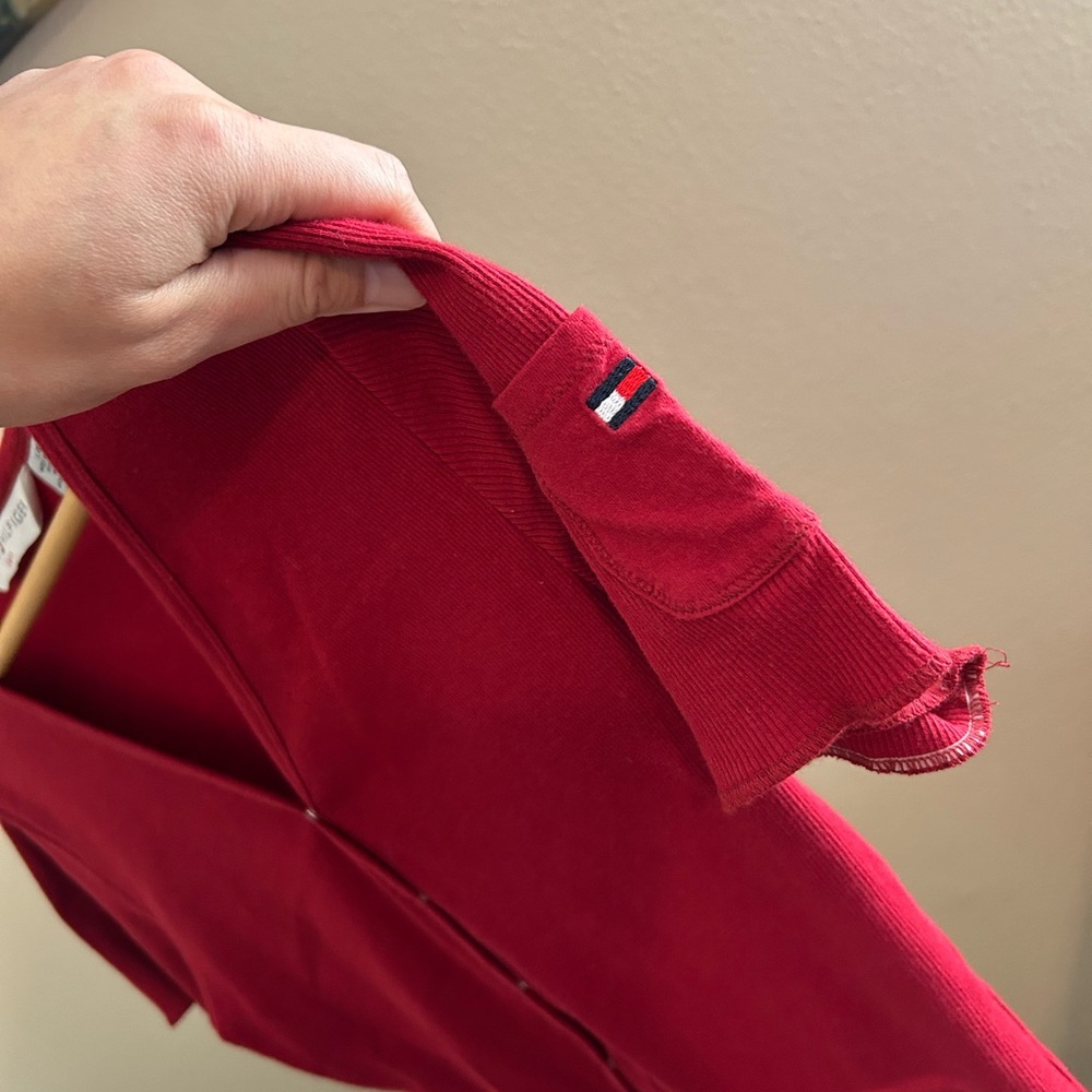 Tommy Hilfiger Ribbed Ruby Red Button Down Shirt … - image 2